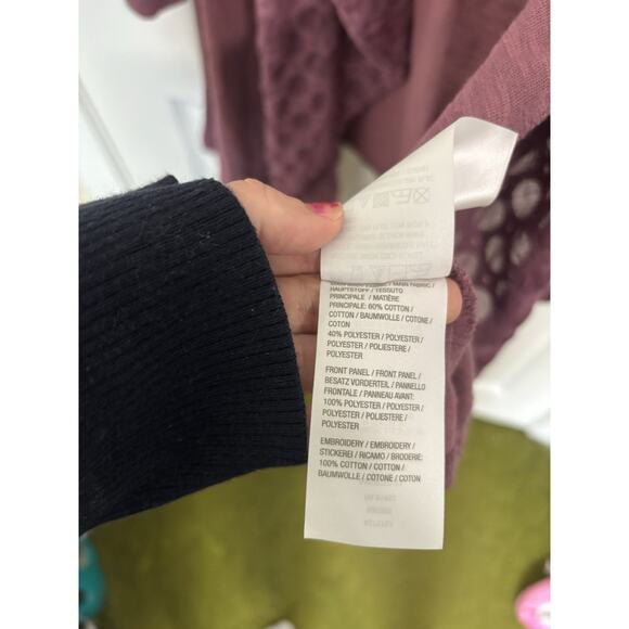 LOGO by Lori Goldstein Open Front Cardigan Size Medium Purple Boho Contemporary - Picture 5 of 5